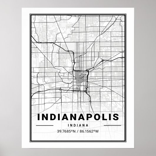 Poster Indianapolis Indiana USA Travel City Map (Devant)