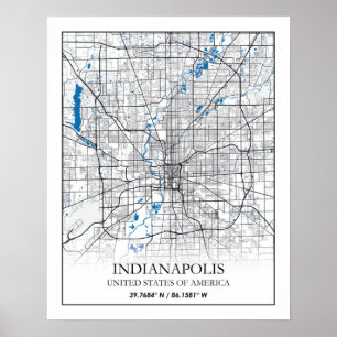 Poster Indianapolis Indiana USA Travel City Map