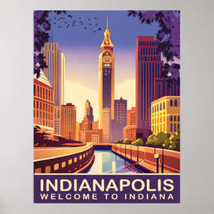 Poster Indianapolis, White River et Canal, Voyage