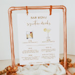 Poster INDIE Bohemian Cocktail Signature Boisson Bar Menu<br><div class="desc">Cette signature de bar et de boisson à la carte dispose d'une police d'orange gravée manuscrite et d'un design moderne minimaliste. L'aquarelle est faite à la main et 15 boissons populaires sont incluses dans cette liste. Cliquez sur le bouton "modifier en utilisant l'outil de conception" dans la section de personnalisation...</div>