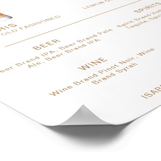 Poster INDIE Bohemian Cocktail Signature Boisson Bar Menu (Coin)