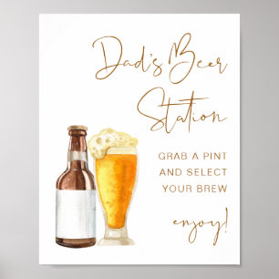 Poster INDIE Boho Baby shower Beer Station de papa