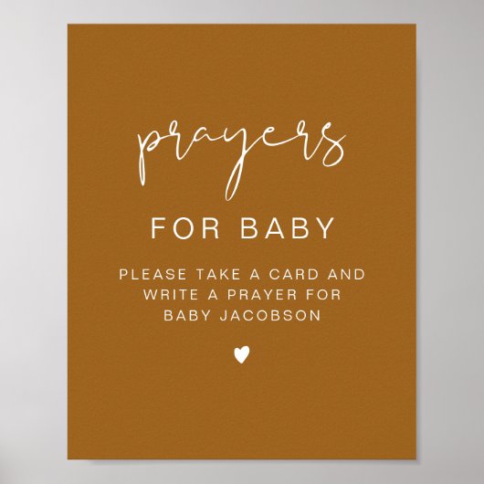 Poster INDIE Boho Baby shower de prières pour bébé signe (Devant)