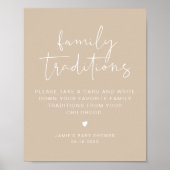 Poster INDIE Boho Beige Family Traditions Baby shower (Devant)