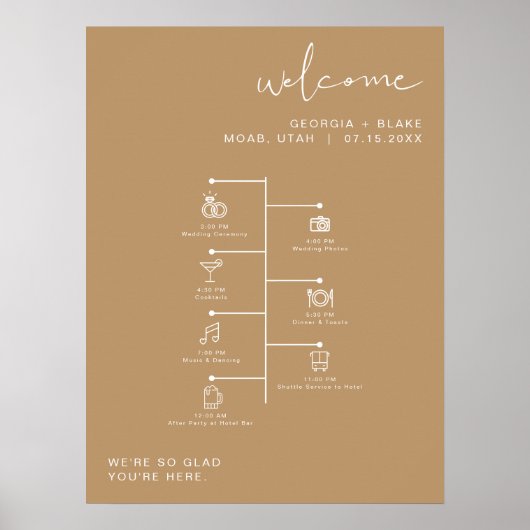 POSTER INDIE Boho Earth Tone Wedding Icon tijdlijn (Voorkant)
