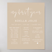 Poster INDIE Moderne Boho Beige Première année Jalon (Devant)