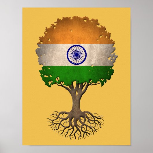 Poster Indien Drapeau Arbre de vie personnalisable (Devant)