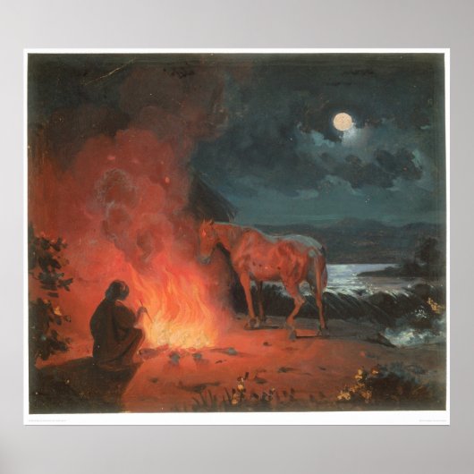 Poster Indien par un feu de camp (0744A) (Devant)