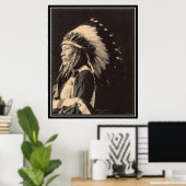 Poster Indienne vintage : Peur de l'aigle, Sioux - (Bureau à domicile)