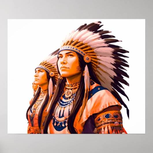 Poster Indiens d'Amérique sur un mur (Devant)