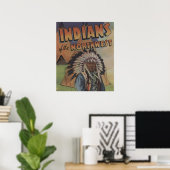 Poster Indiens du Nord-Ouest - Indian Chief & Teepee (Bureau à domicile)