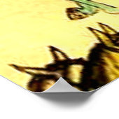 Poster Indiens primitifs Chevaux Folk Art Vintage Dessin (Coin)