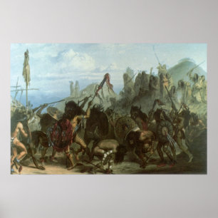 Poster Indiens vintage, Danse du bison par Karl Bodmer