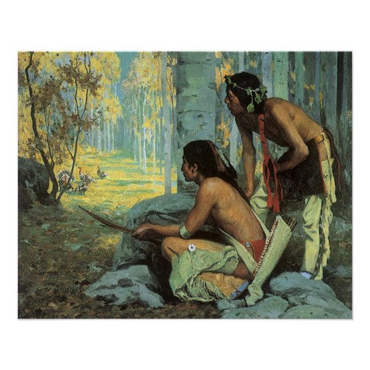 Poster Indiens vintages, Taos Turquie Chasseurs par souri (Devant)