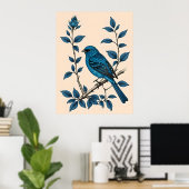 Poster Indigo Bunting Bliss - Une chanson de couleurs (Bureau à domicile)