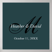 Poster Indigo Color Stylo mignon Monogram Mariage (Devant)