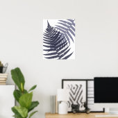 Poster Indigo Navy Blue Tree Fern Imprimer Motif (Bureau à domicile)