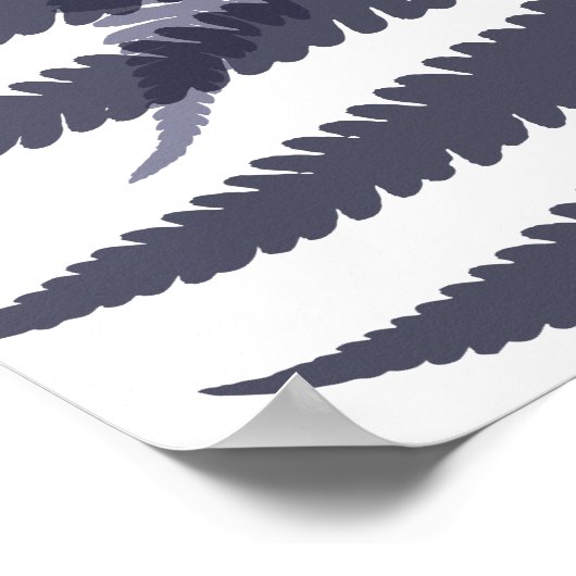 Poster Indigo Navy Blue Tree Fern Imprimer Motif (Coin)