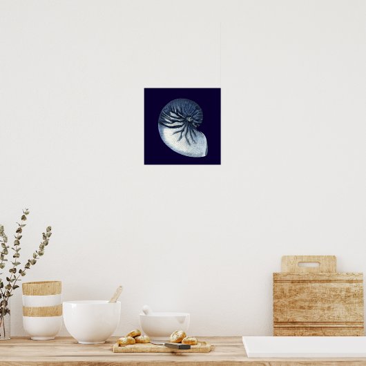 Poster Indigo Shells VII (Cuisine)