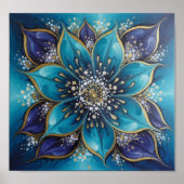 Poster IndigoTealFloralMandala (Devant)