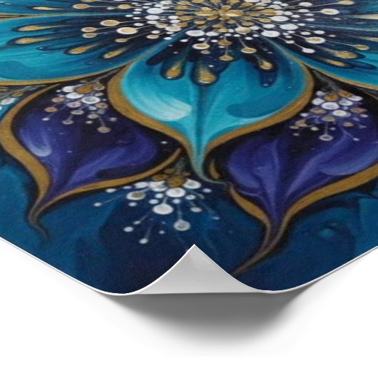 Poster IndigoTealFloralMandala (Coin)