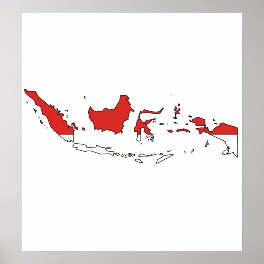 Poster Indonesia Flag Map full size (Devant)