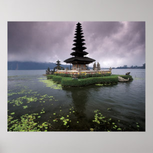 Poster Indonésie, Bali, temple d'Ulun Danu.