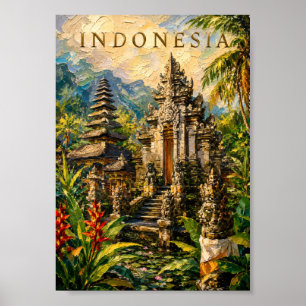 Poster Indonésie : Souvenir d'art du temple tropical enso