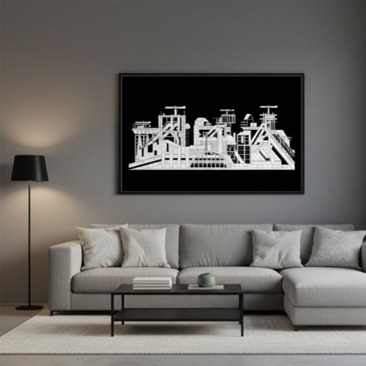 Poster Industrial Metallurgical Combine Silhouette