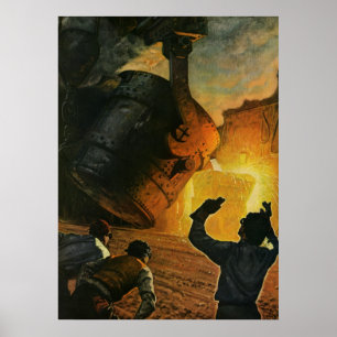 Poster Industrie vintage, Fabrication d'acier
