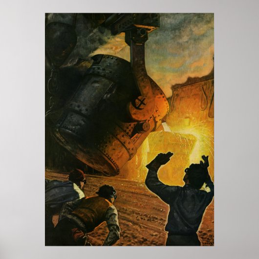 Poster Industrie vintage, Fabrication d'acier (Devant)
