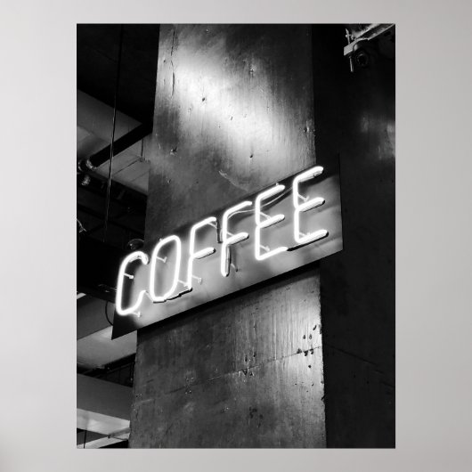 Poster industriel noir et blanc Neon Coffee Poster (Devant)