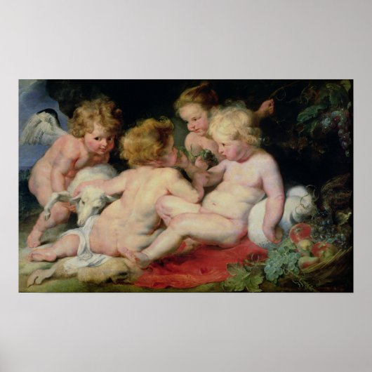 Poster Infant Christ with John the Baptist and two (Devant)