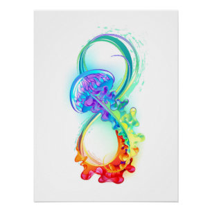 Poster Infini avec méduse arc-en-ciel