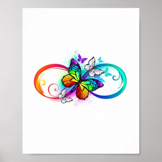 Poster Infini brillant avec papillon arc-en-ciel (Devant)