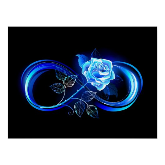 Poster Infini lumineux avec rose bleue (Devant)