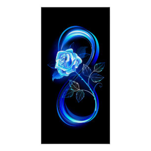 Poster Infini lumineux avec rose bleue