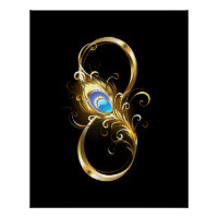 Infinité avec plume de paon doré