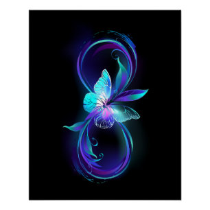 Poster Infinité brillante avec papillon magique