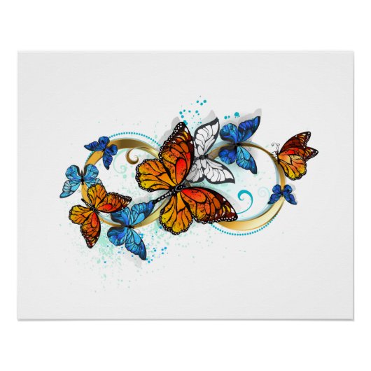 Poster Infinité de papillons monarques (Devant)