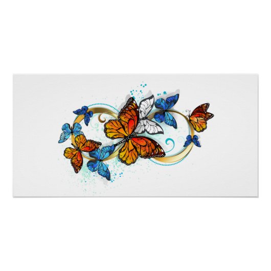 Poster Infinité de papillons monarques (Devant)