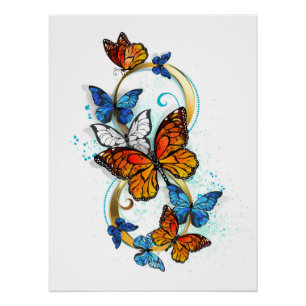 Poster Infinité de papillons monarques