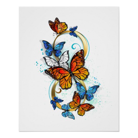 Poster Infinité de papillons monarques (Devant)