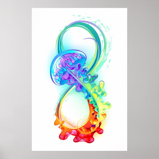 Poster Infinity avec Rainbow Jellyfish (Devant)