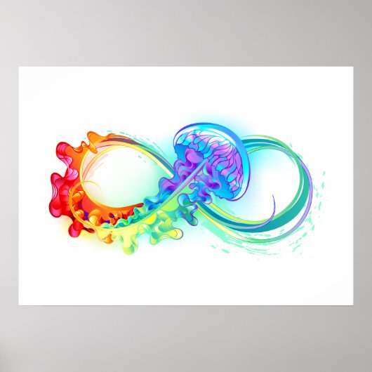 Poster Infinity avec Rainbow Jellyfish (Devant)