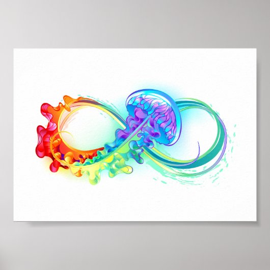 Poster Infinity avec Rainbow Jellyfish (Devant)