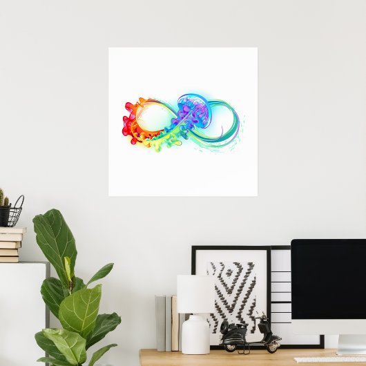 Poster Infinity avec Rainbow Jellyfish (Bureau à domicile)