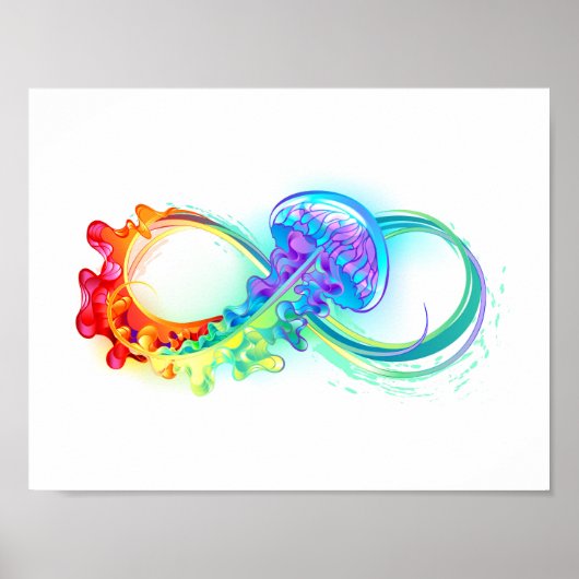 Poster Infinity avec Rainbow Jellyfish (Devant)