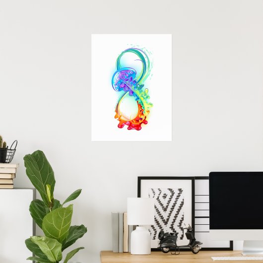 Poster Infinity avec Rainbow Jellyfish (Bureau à domicile)