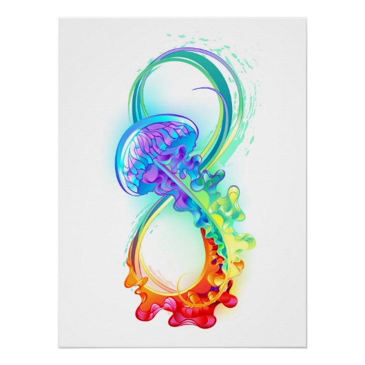 Poster Infinity avec Rainbow Jellyfish (Devant)